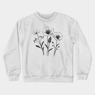 Nordic wild flowers one Line art Crewneck Sweatshirt